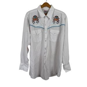 Vintage Ely Diamond Mens Pearl Snap Shirt Size XL Western Dreamcatcher Aztec